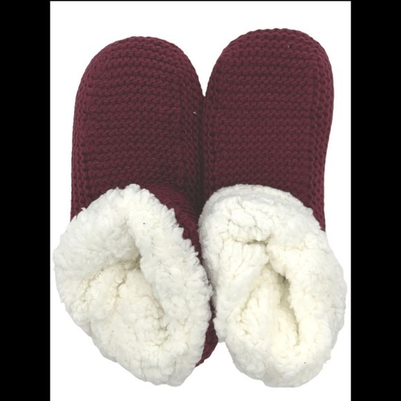 🆕MUK LUKS | SHEA INFUSED Sherpa Burgundy Knit Slipper Size Womens L-XL 8.5-11 - Picture 3 of 15